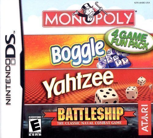 4 Game Fun Pack - Monopoly + Boggle + Yahtzee + Battleship (USA) Game Cover
